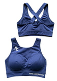Dark Blue Cross-Back Sports Bra with Logo