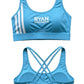 Sky Blue Cross-Back Sports Bra with Logo