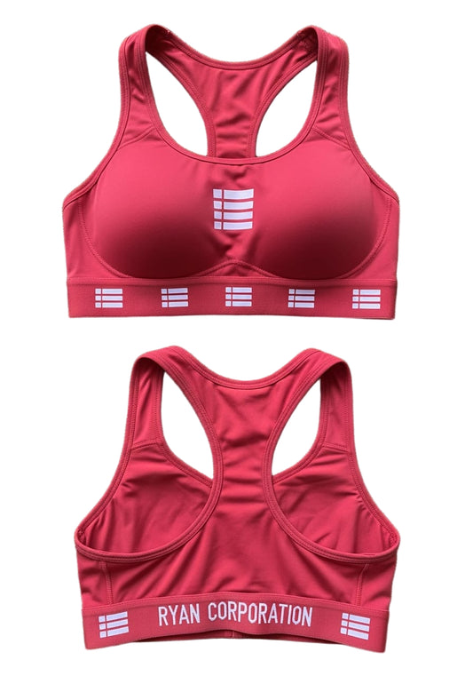 Red Sports Bra with Logo Accents