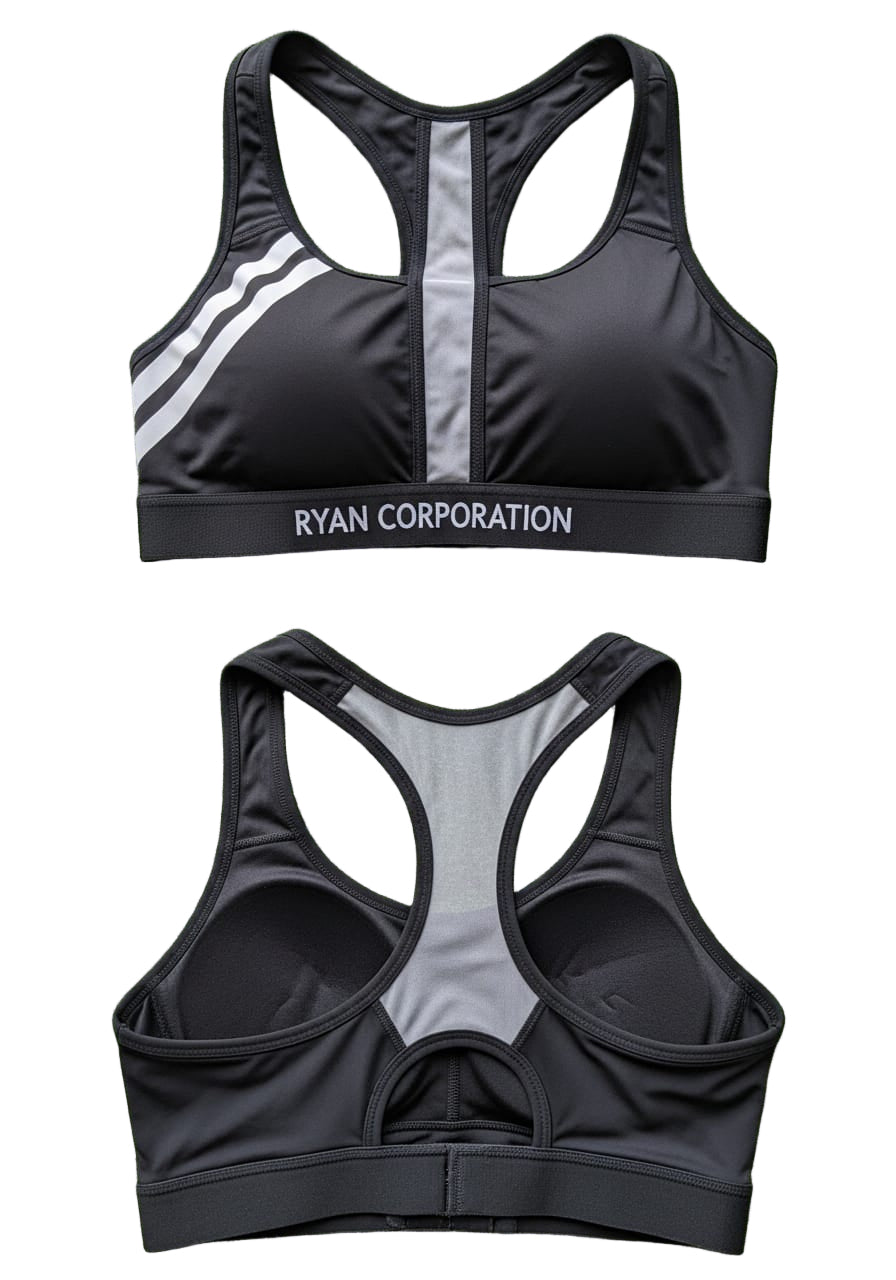 Black Racerback Sports Bra with Mesh Panel