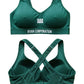 Emerald Green Cross-Back Sports Bra with V-Neckline