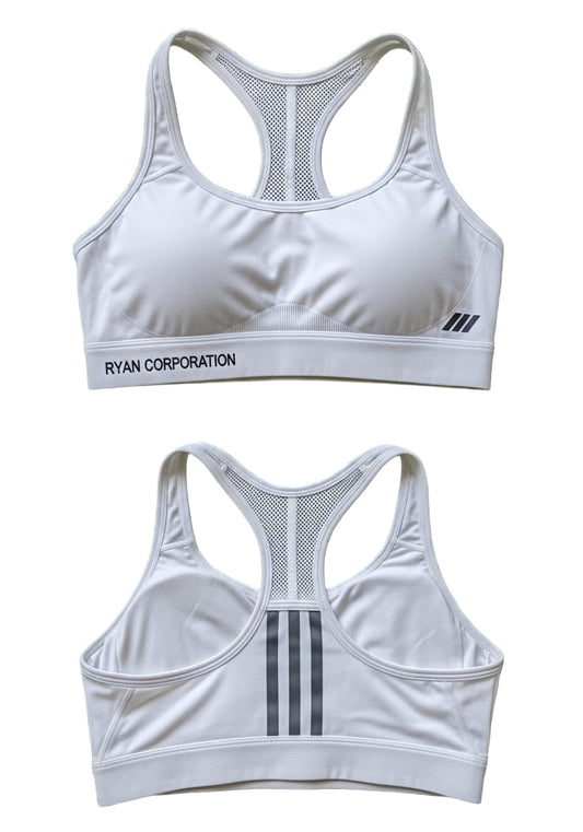 White Racerback Sports Bra with Adjustable Straps