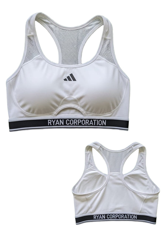 White Racerback Sports Bra with Mesh Panel