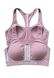 Beige Sports Bra with Pink Straps