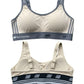 Beige Sports Bra with Gray Straps