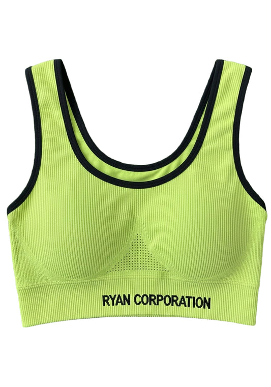 Lime Green Sports Bra with Black Trim