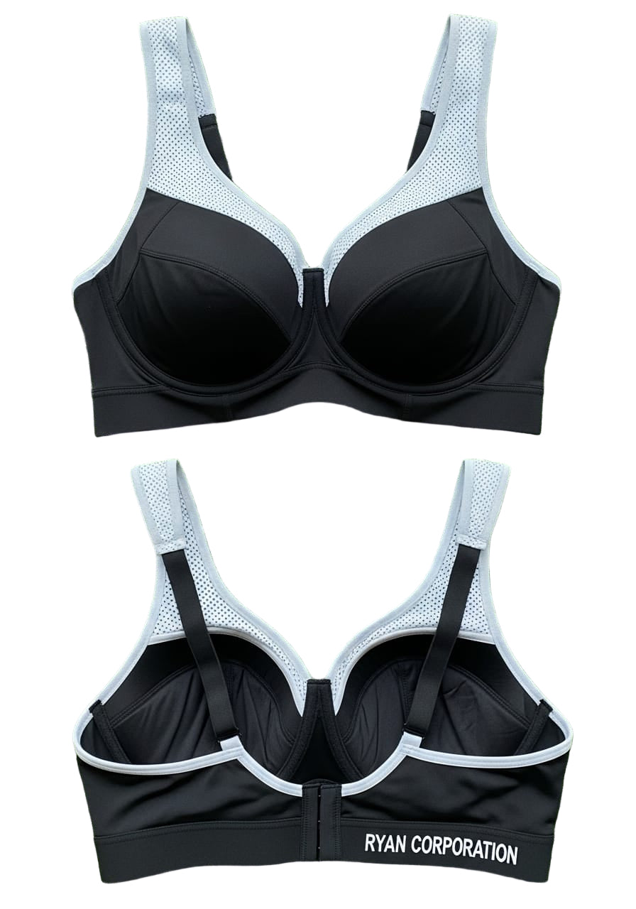 Black Sports Bra with Mesh Detailing