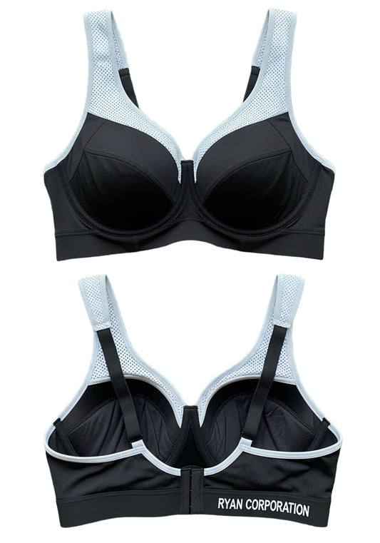 Black Sports Bra with Mesh Detailing