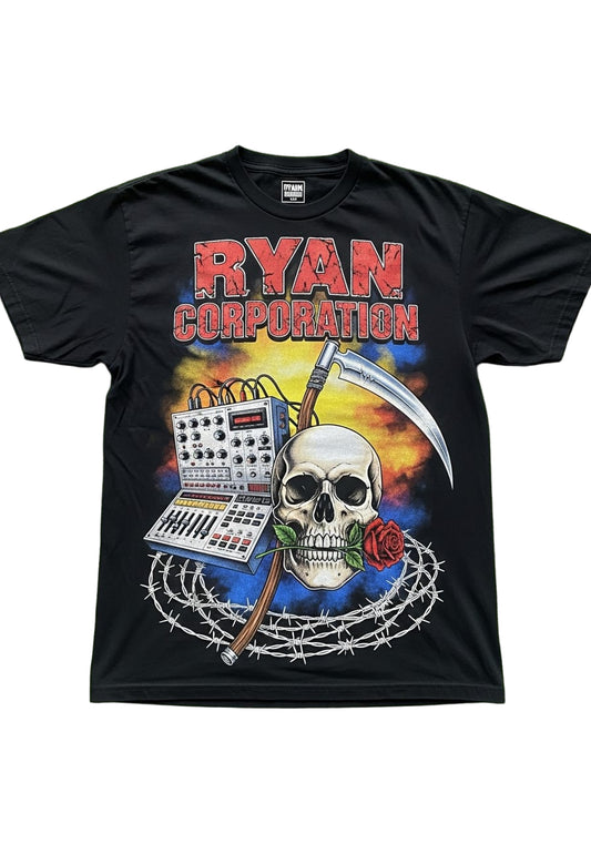 Black Reaper Skull & Rose Graphic T-Shirt
