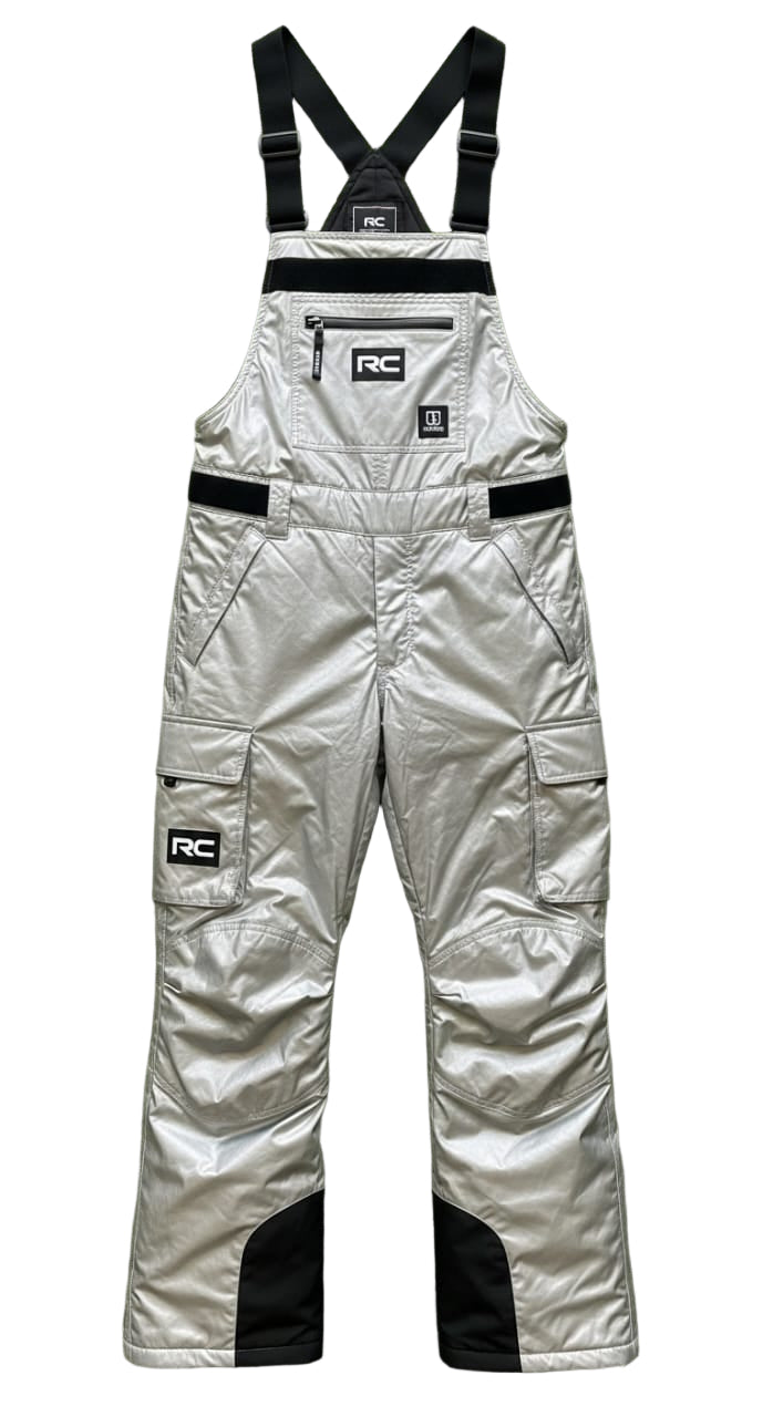 Metallic Silver Ski Bib Overalls Futuristic Design