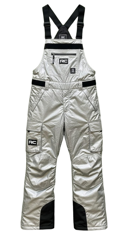 Metallic Silver Ski Bib Overalls Futuristic Design