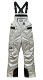 Metallic Silver Ski Bib Overalls Futuristic Design