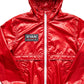 Shiny Red Hooded Jacket  Lightweight Glossy Material | Ryan Corporation