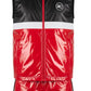 Two-Toned Sleeveless Jacket & Shiny Red Shorts Set
