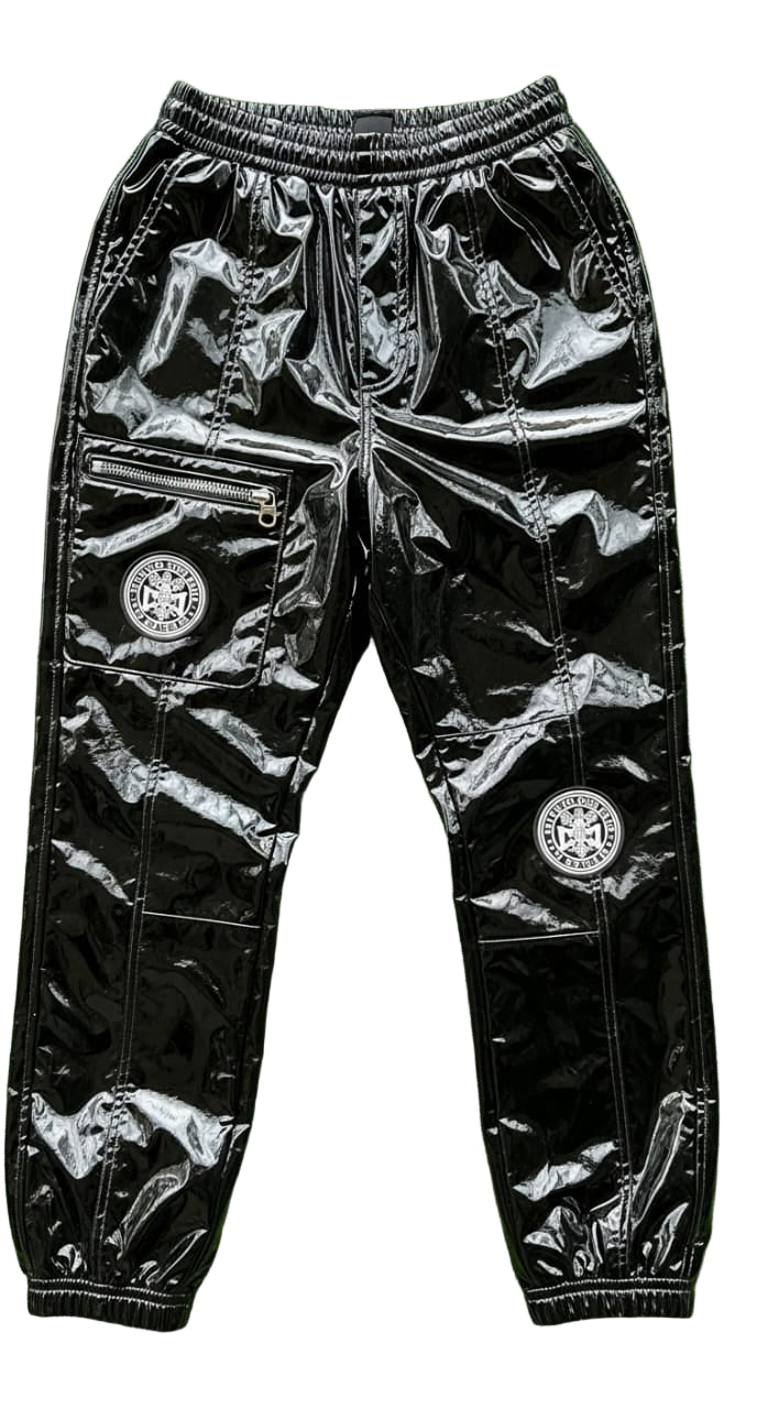Black Shiny PVC Jogger Pants Patent Finish  Ryan Corporation