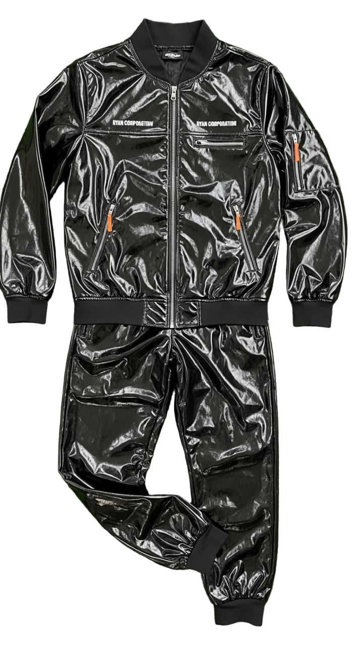Shiny Black PVC Tracksuit – Patent Finish Ryan Corporation