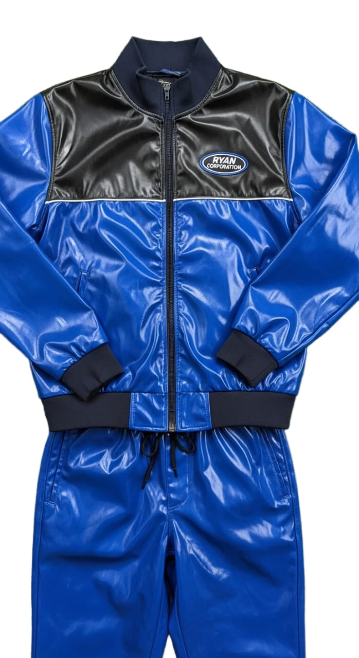 TwoToned PVC Tracksuit Royal Blue & Matte Black Ryan Corporation