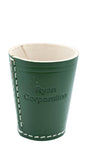 Dark Green Leather Dice Cup with White Stitching