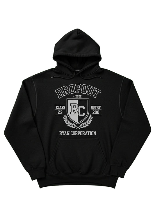 RYAN CORPORATION “DROPOUT” Crest Black Hoodie