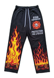 Black Jersey Sweatpants with Firefighter