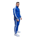 Cobalt Blue PVC Tracksuit with White Stripes  Winter Street Style