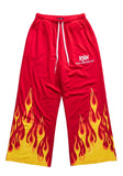 Red Flame Graphic Wide-Leg Sweatpants  Streetwear Heat
