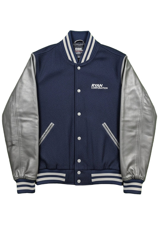 Navy &amp; Charcoal Classic Varsity Jacket