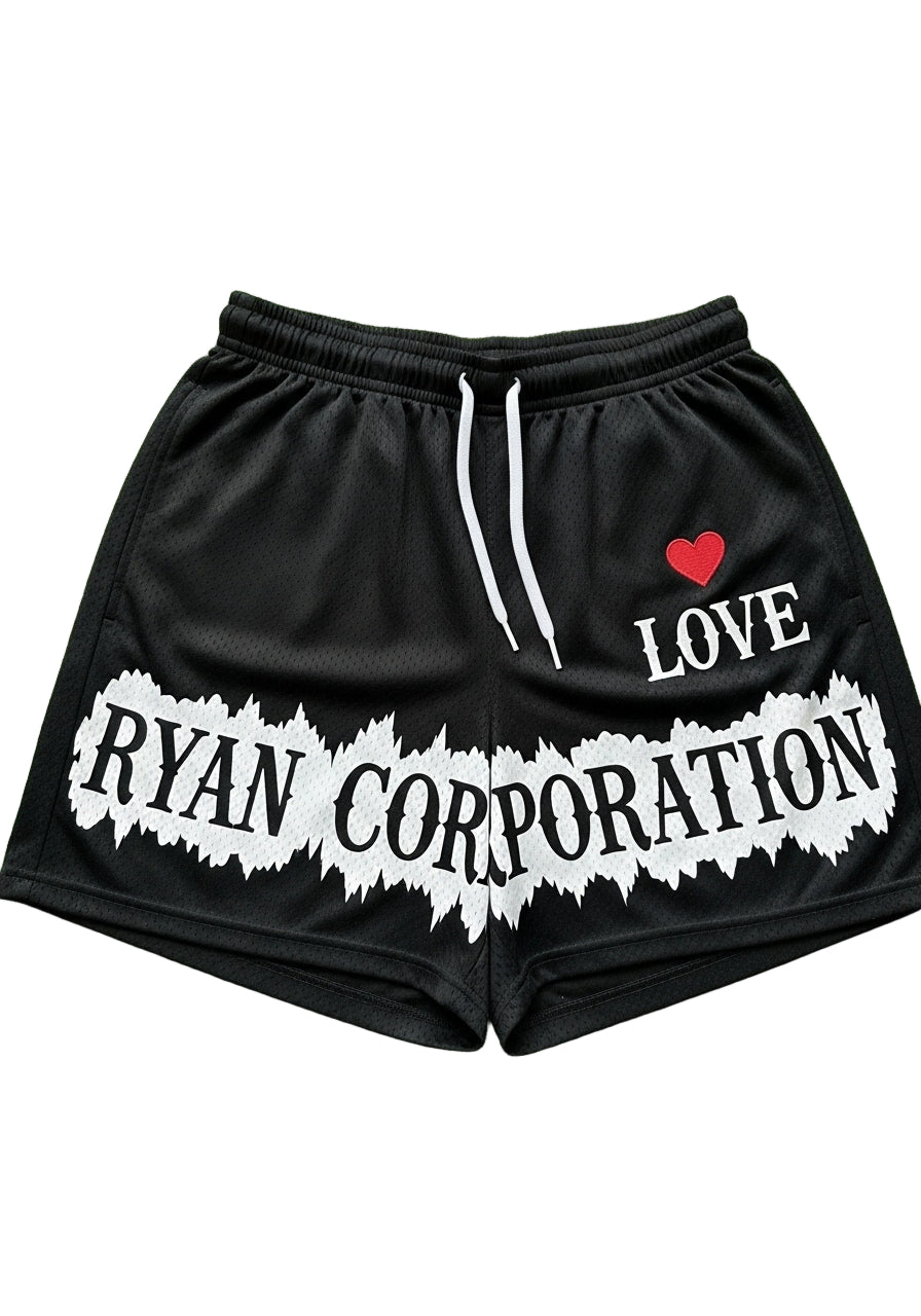 RYAN CORPORATION Gothic Mesh Shorts Black with Heart Detail