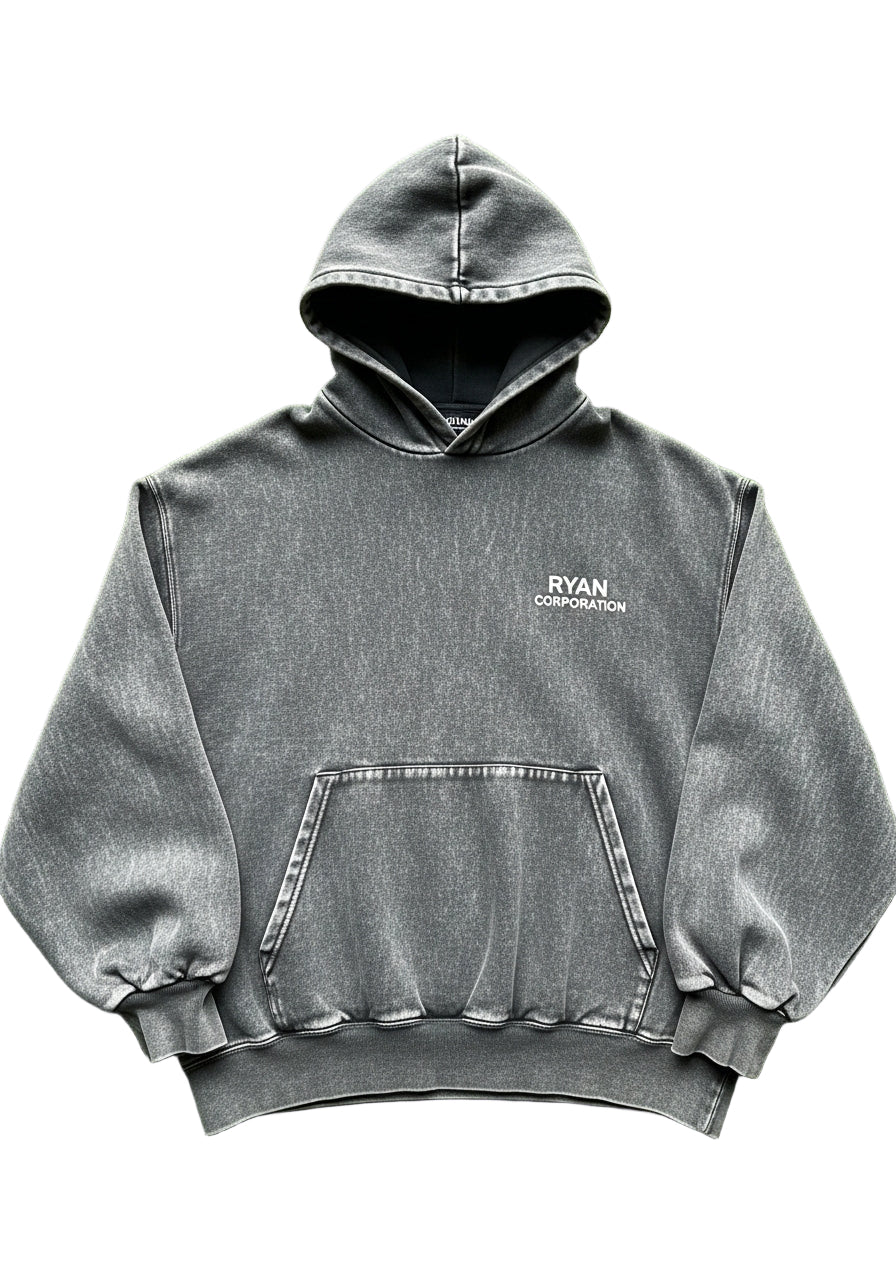 Washed Charcoal Oversized Hoodie  Ryan Corporation