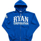 RYAN CORPORATION Zip-Up Hoodie Royal Blue &amp; White Gothic Print