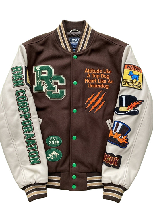 Brown & Beige “Top Dog” Varsity Jacket