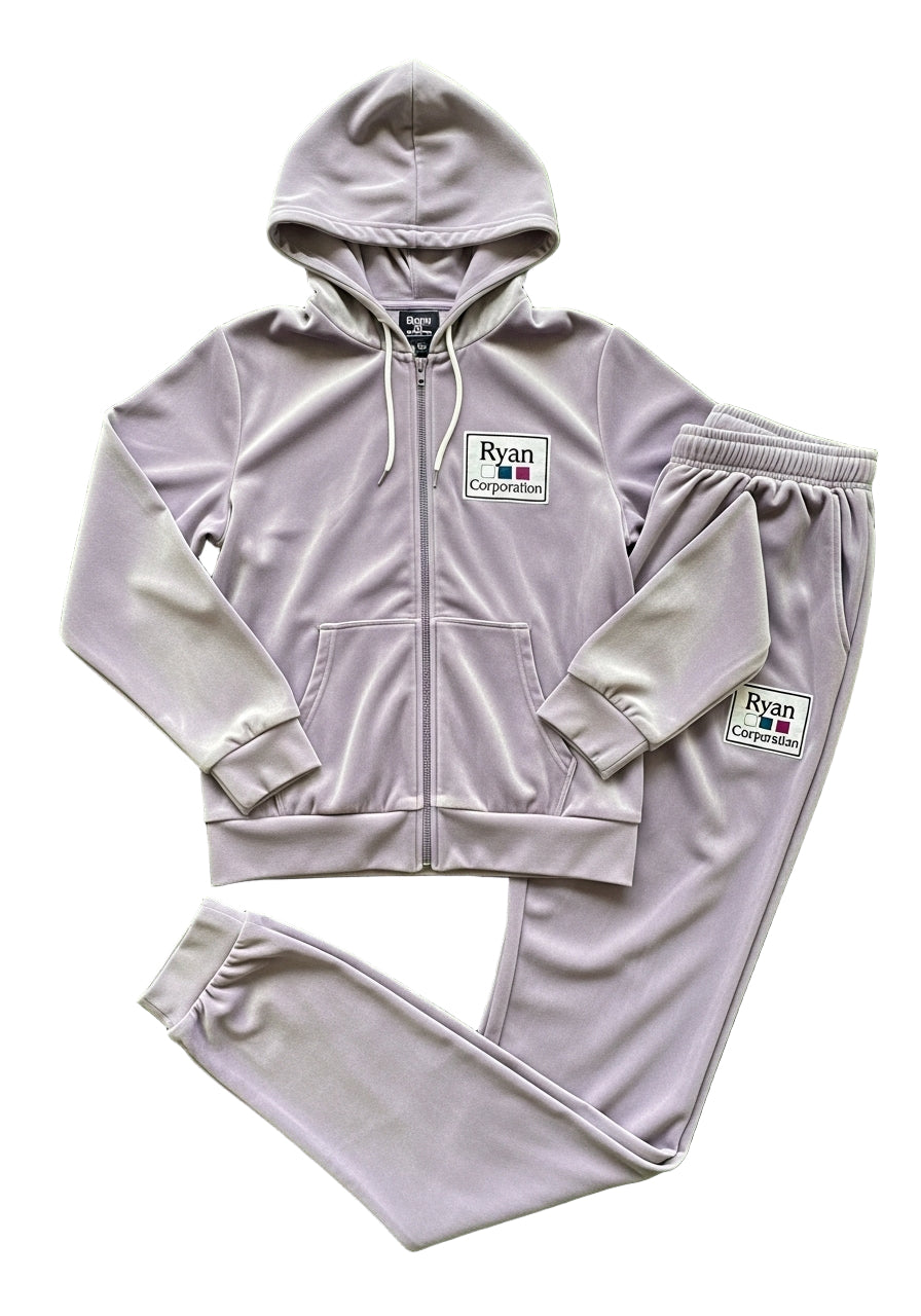 Lavender-Grey Velvet Tracksuit – Ryan Corporation