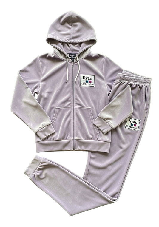 Lavender-Grey Velvet Tracksuit – Ryan Corporation