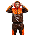 Glossy Brown & Orange Waterproof Tracksuit  Urban Sport Style