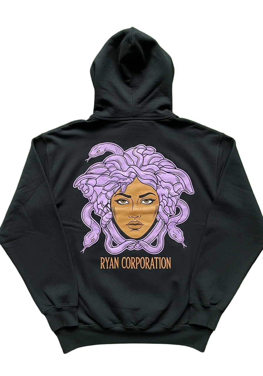 Medusa Back Print Hoodie –Black & Lavender by RYAN CORPORATION