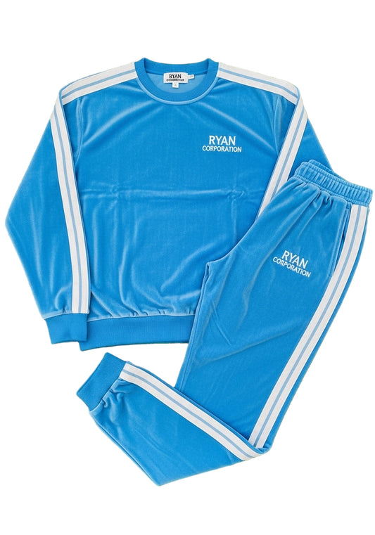 Sky-Blue Velvet Tracksuit – Ryan Corporation