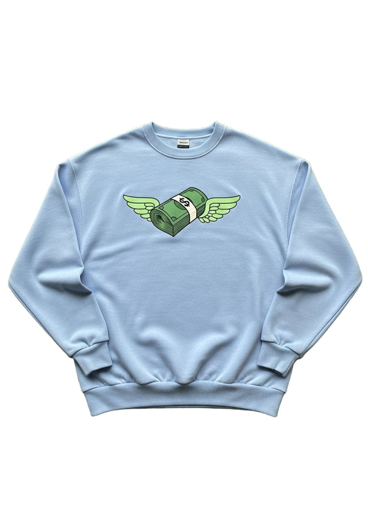 Winged Money Roll Light Blue Sweatshirt