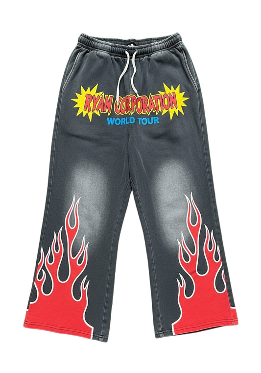 Dark Gray Flame Sweatpants –World Tour