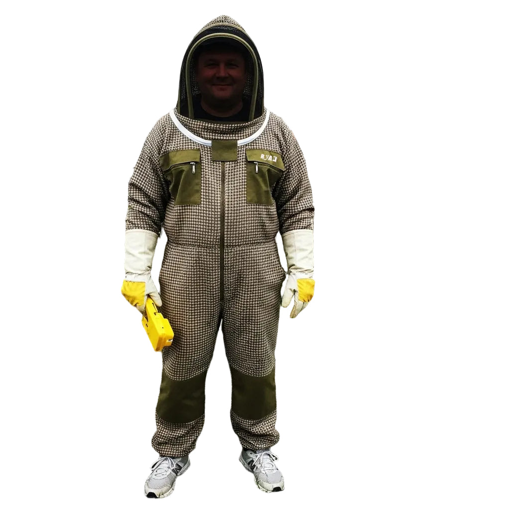 Professional Full-Body Beekeeper Suit with Fencing Veil  Hounds tooth Pattern