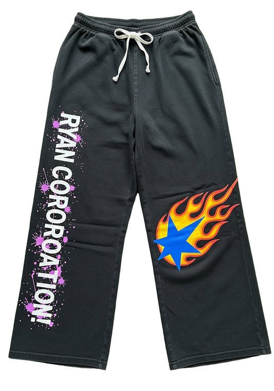 Black Flame-Star Jersey Sweatpants  Ryan Corporation Streetwear