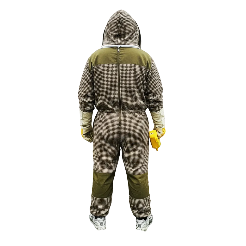 Professional Full-Body Beekeeper Suit with Fencing Veil  Hounds tooth Pattern