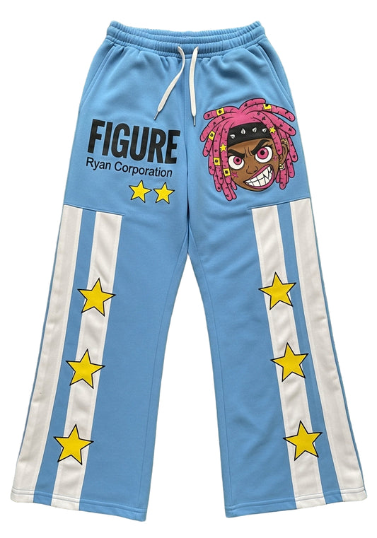 Cartoon Print Flared Sweatpants