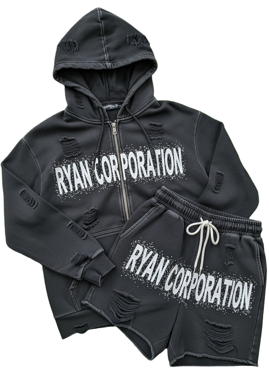 Distressed Gothic Set – RYAN CORPORATION Zip Hoodie &  Shorts