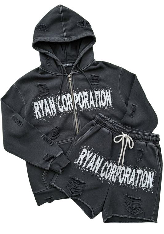 Distressed Gothic Set – RYAN CORPORATION Zip Hoodie &  Shorts
