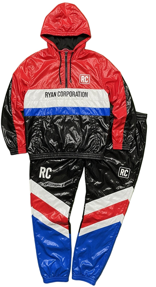 Glossy Multicolor PVC Tracksuit Hooded Jacket & Pants