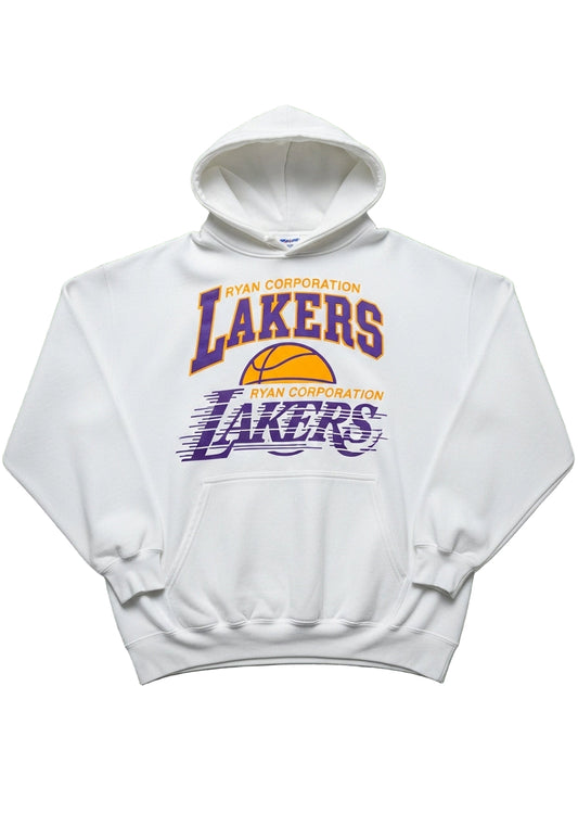 White Lakers Hoodie with Bold Chest Graphic & Motion Effect