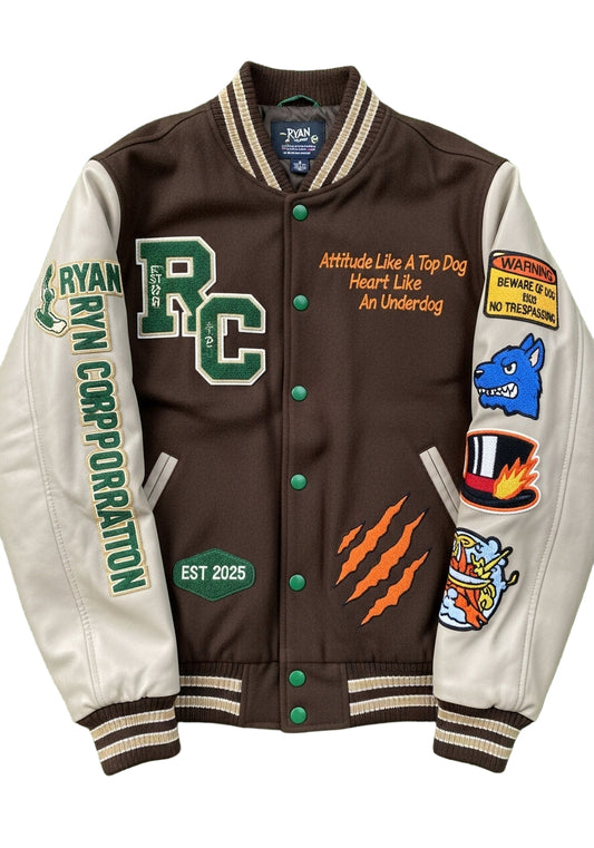 Brown & Cream “Top Dog” Varsity Jacket
