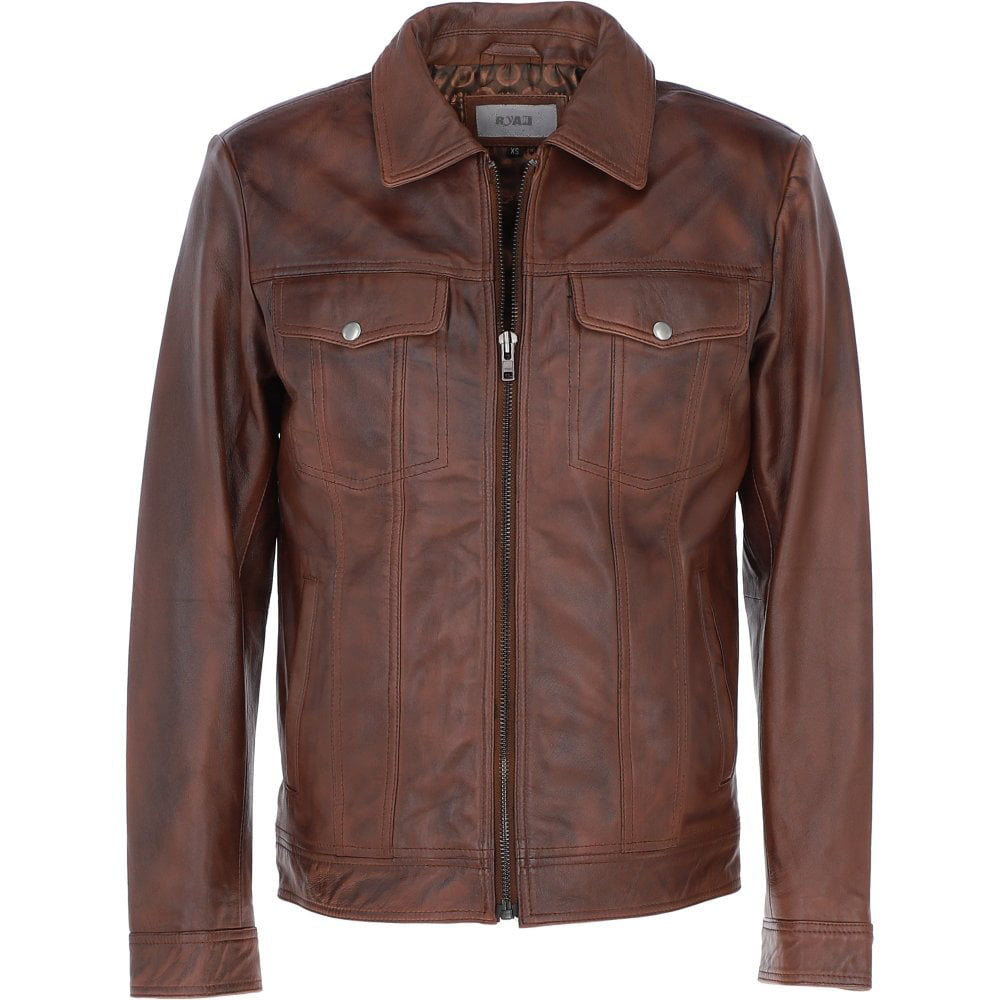Men’s Tan Leather Bomber Jacket