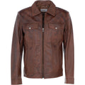 Men’s Tan Leather Bomber Jacket