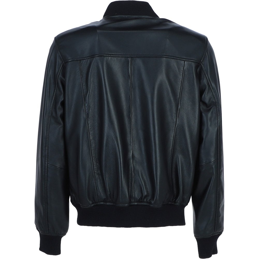 Bomber Jacket Black  Infinity Bomber 100% Genuine Leather, Regular Fit